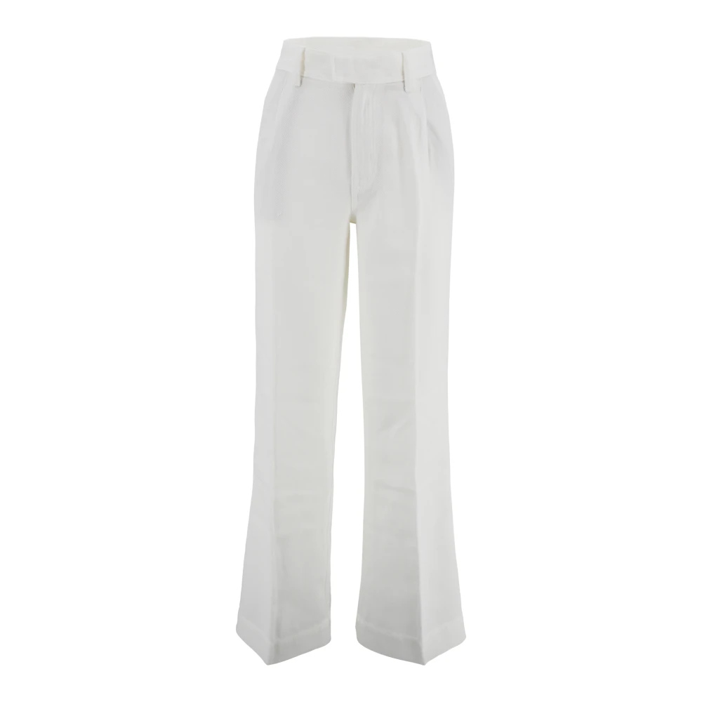 7 For All Mankind Wijde Broek Zomerse Stijl White Dames