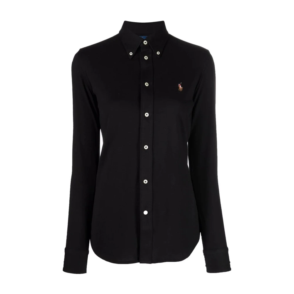 Polo Ralph Lauren Casual Langemouw Zwart Katoenen Overhemd Black Dames