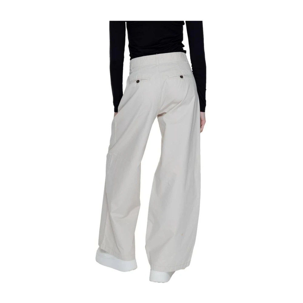 Only Wijde Plooi Beige Katoenen Broek Beige Dames