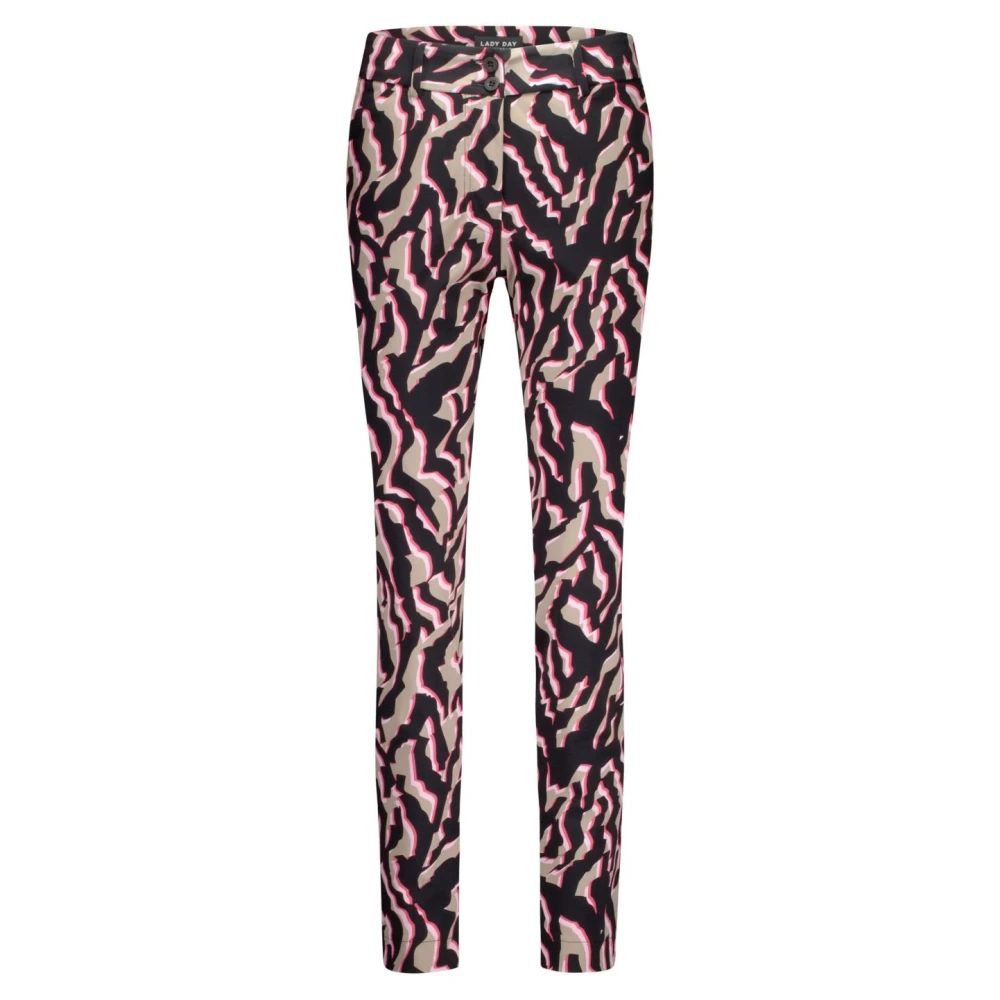 Lady Day Colette zebra slim fit broek Pink Dames