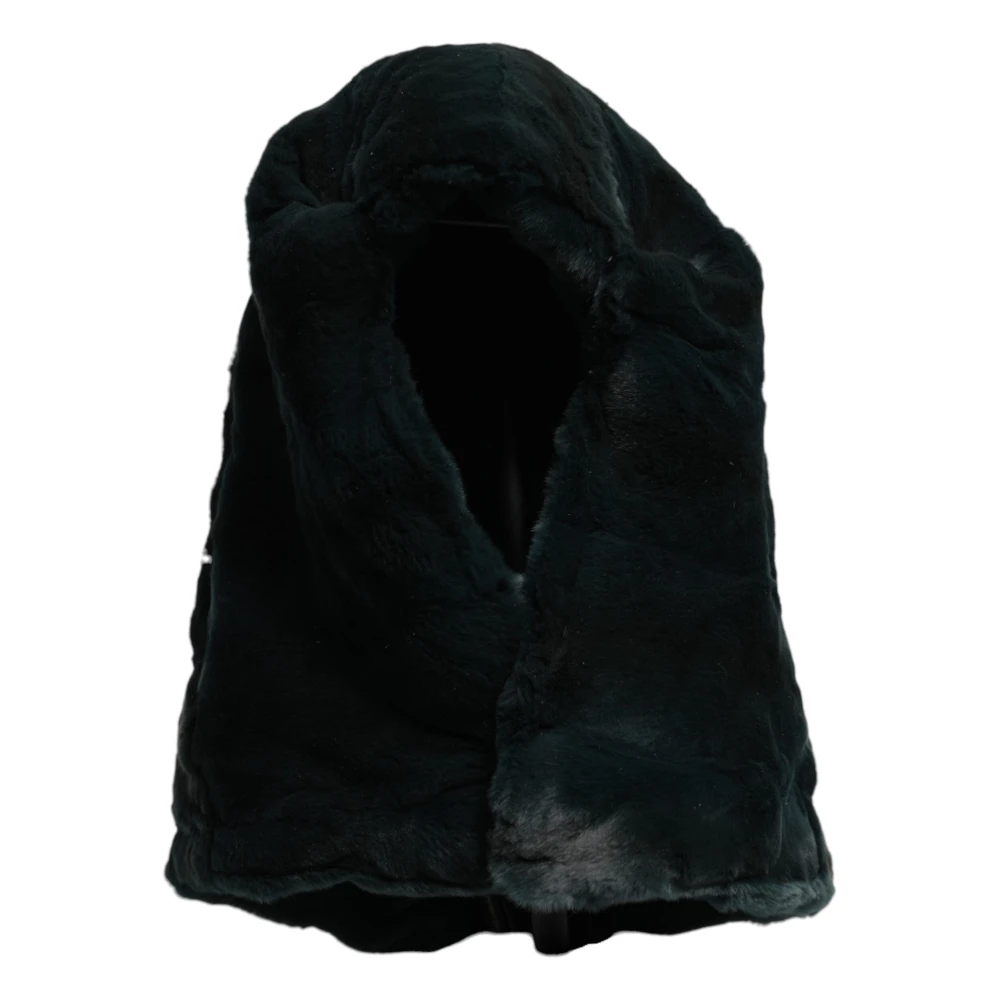 Dolce & Gabbana , Accessories, Female, Black, One Size, Luxury Weasel Fur Beanie Hat - Image 3