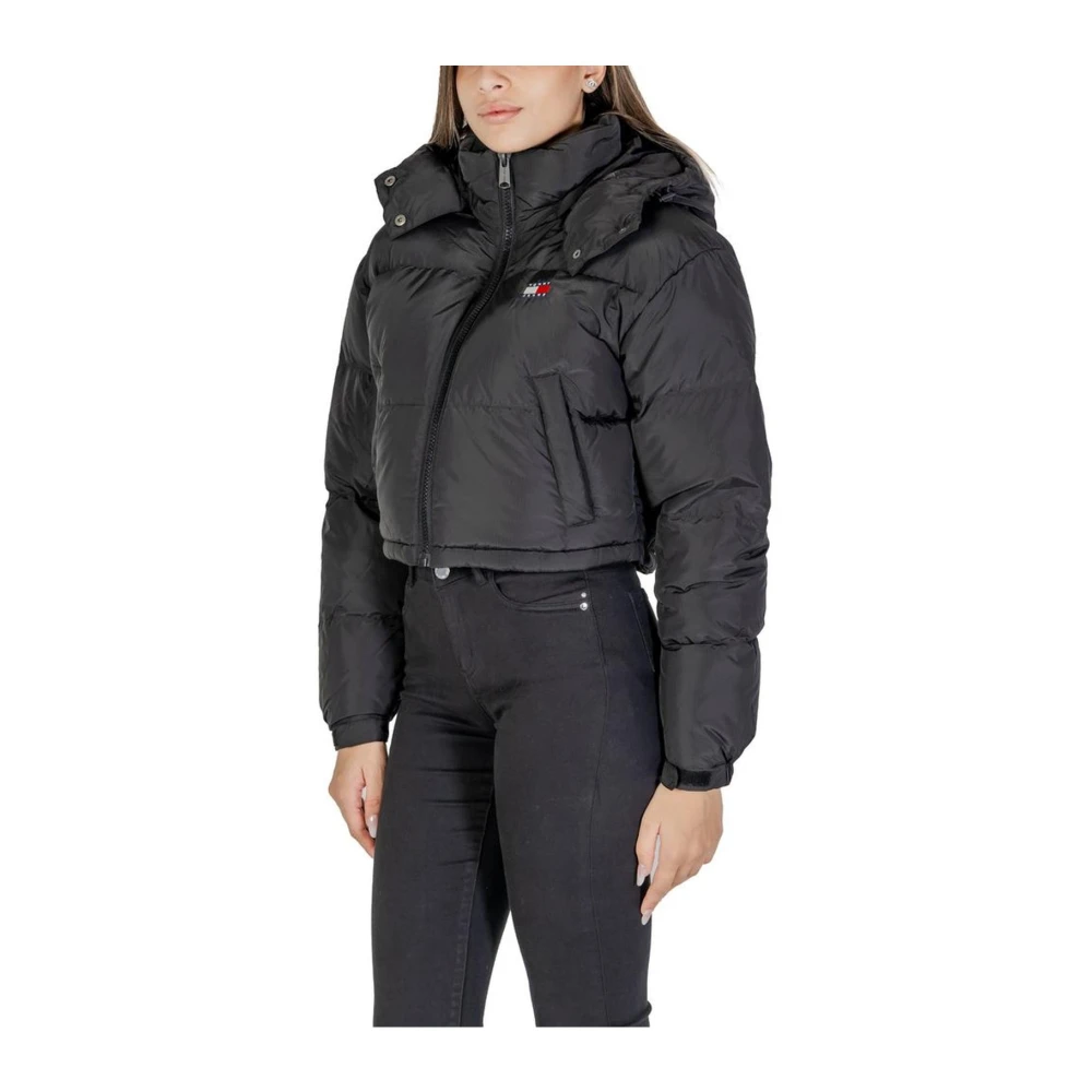 Tommy Jeans Zwarte Polyester Jas & Jas Collectie Black Dames