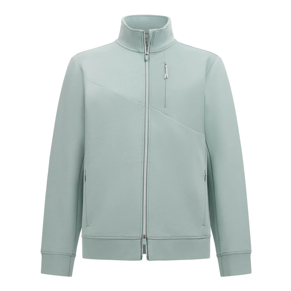 Boggi Milano B Tech Full-Zip Hoodie In Lichtgewicht Katoenmix Scuba Green Heren