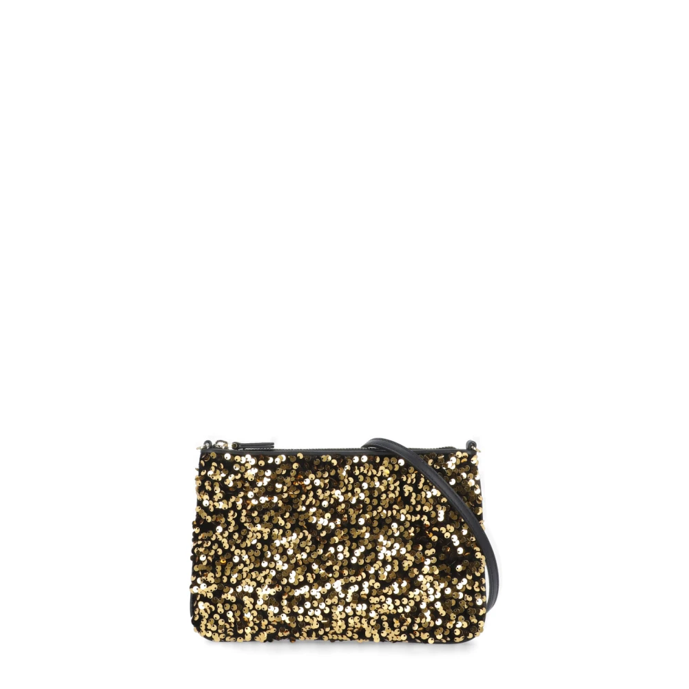 Coccinelle Zwarte leren pochette met pailletten Black Dames