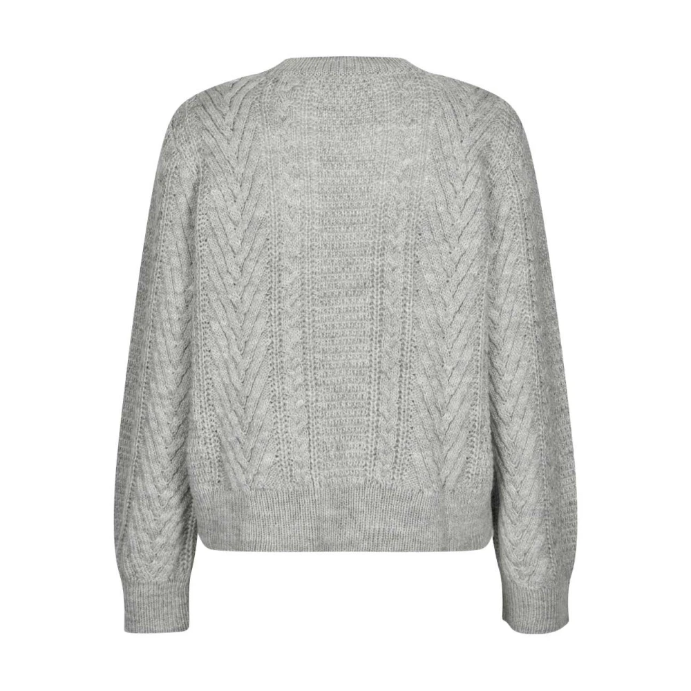 Modström Grijze Gebreide Kabeltrui Grannon Gray Dames