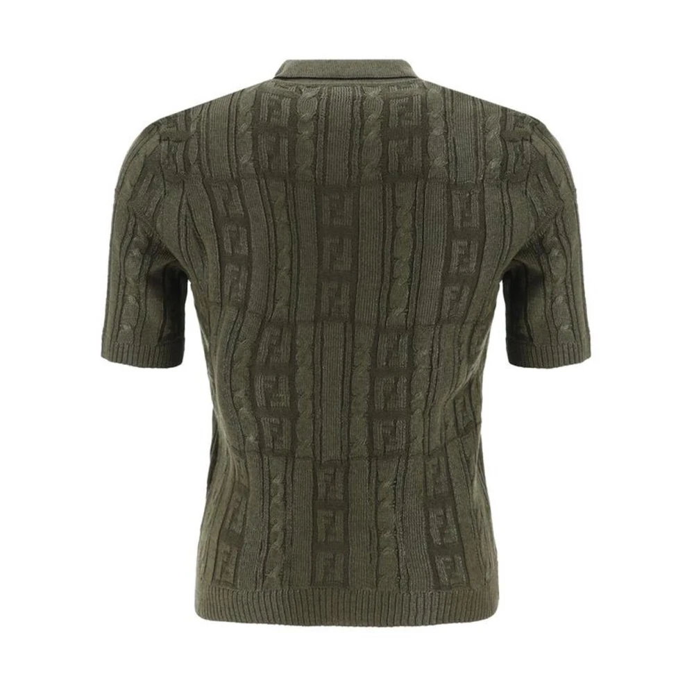 Fendi Gevlochten Gebreide Polotrui Green Heren