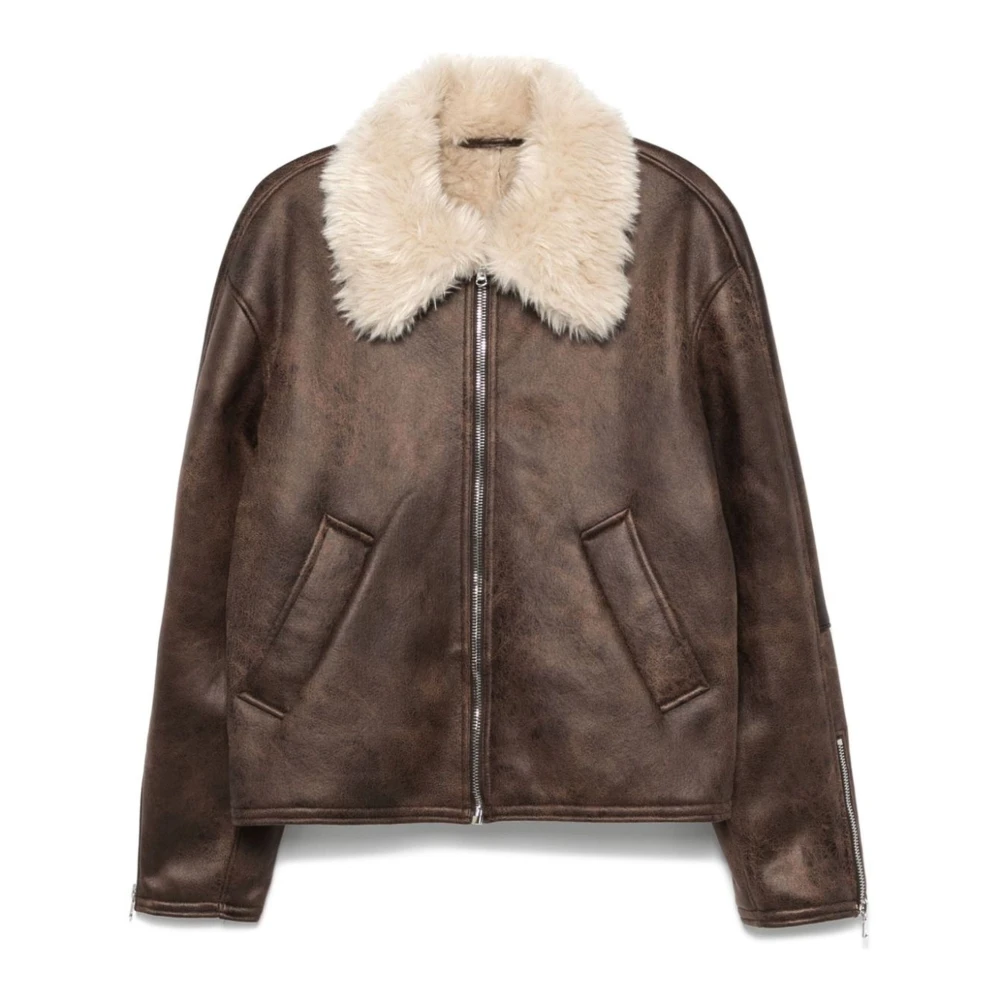 Séfr Bruine Asante jas met shearling afwerking Brown Heren