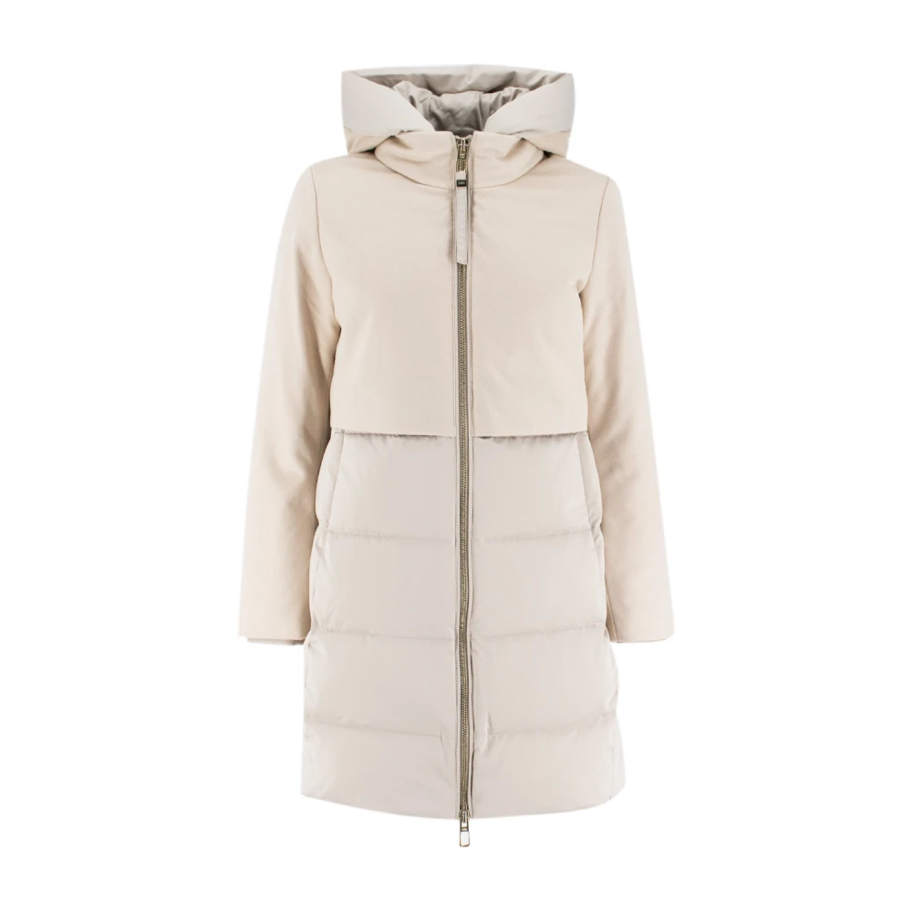 Duno Bi-materiaal Wol & Technische Donsjas White Dames