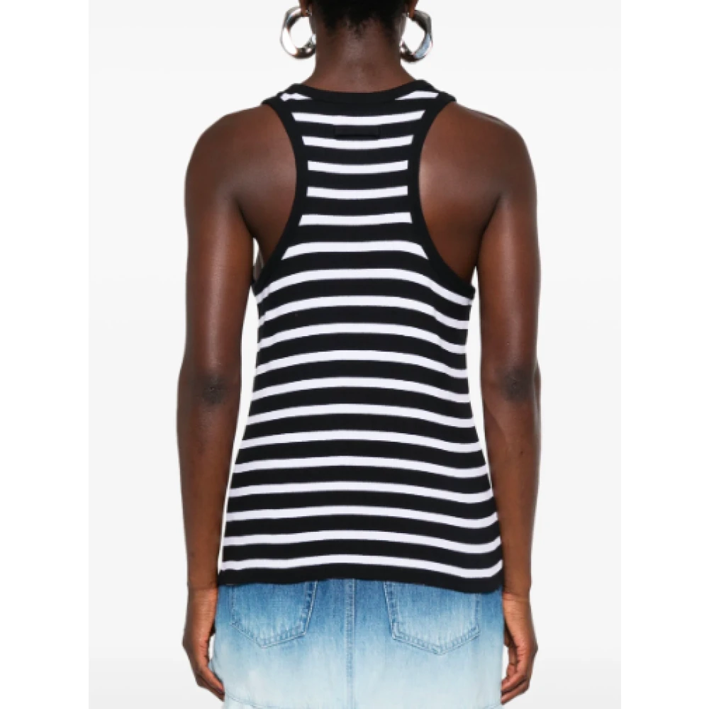 Jean Paul Gaultier Geribbelde Gestreepte Tanktop Black Dames