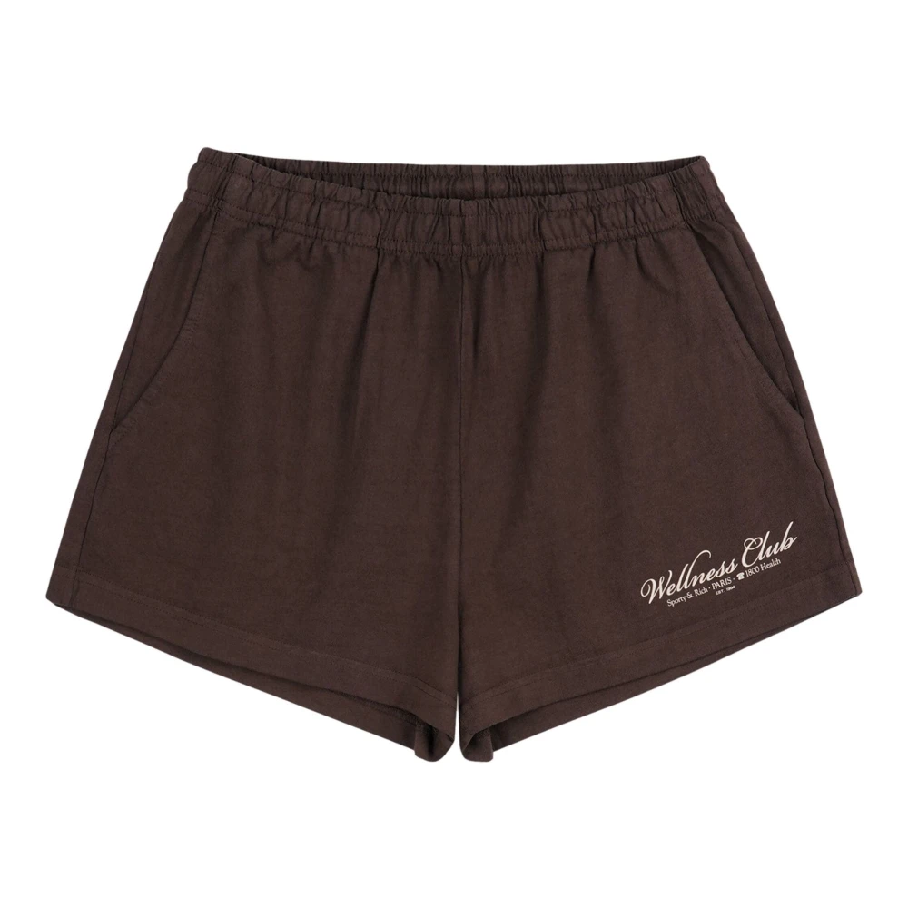 Sporty & Rich Bruine Katoenen Disco Shorts met Logo Brown Dames