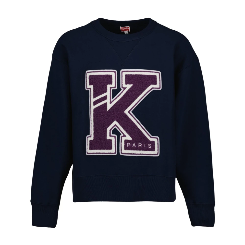 Kenzo Men's Blue Sweatshirts, Xl, Oversized Sweatshirt With Embroidered Logo