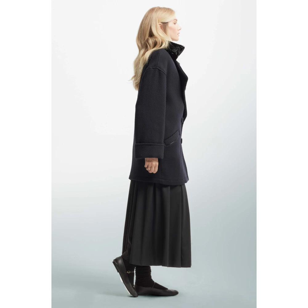 Kocca Wollen jas met bedekte knopen Black Dames