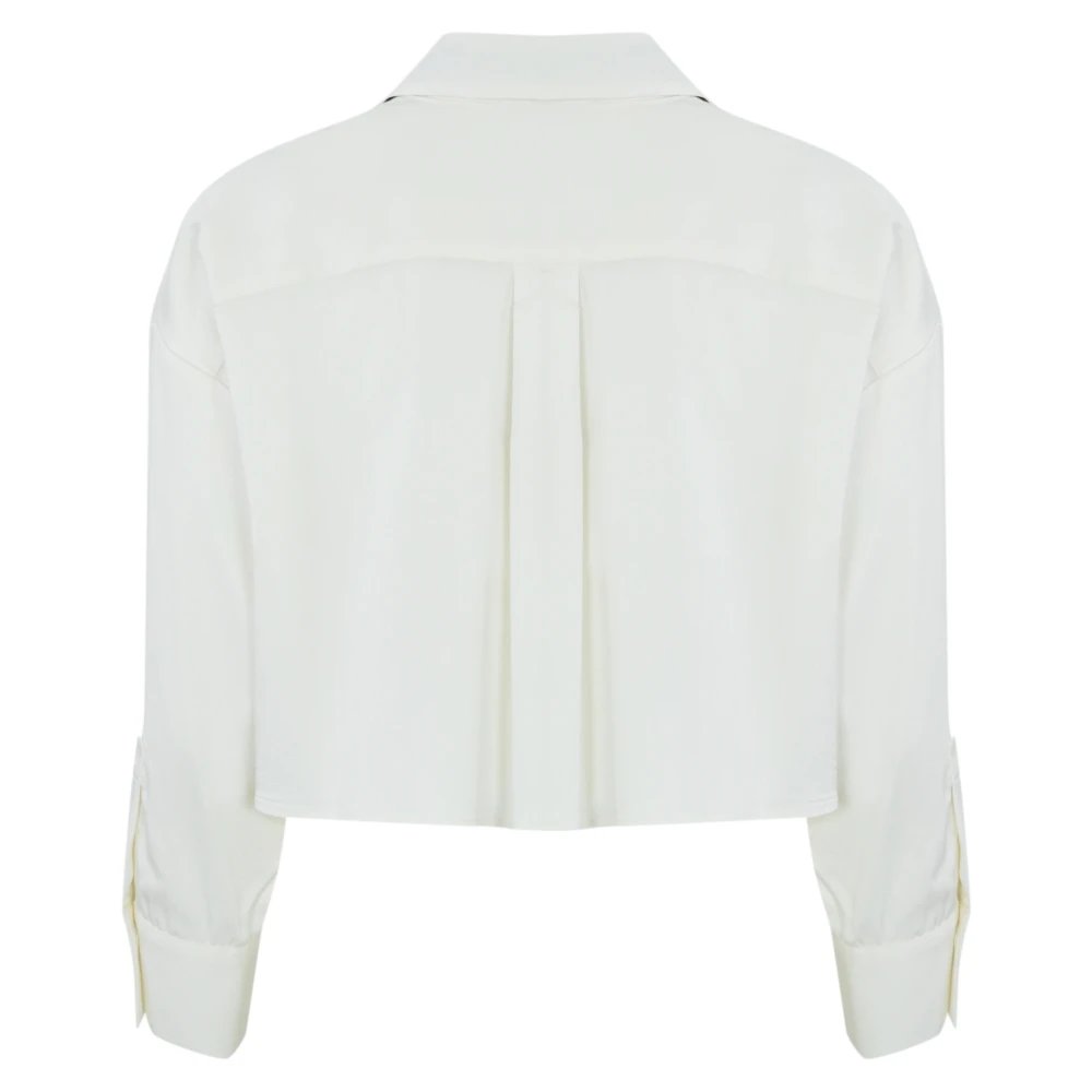 Elisabetta Franchi Witte Satijnen Shirt 3 4 Mouwen White Dames