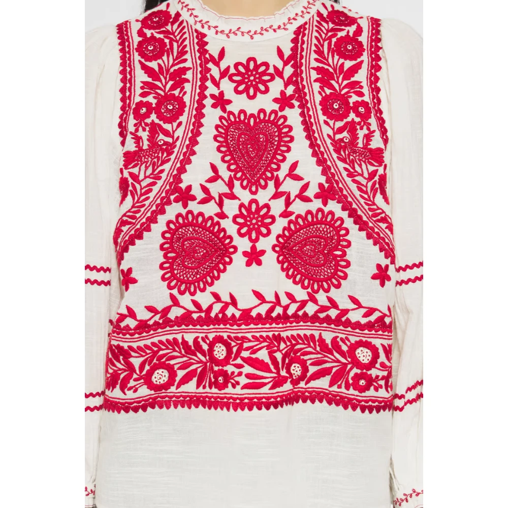 Antik batik Roomkleurige Hongaarse Blouse Red Dames