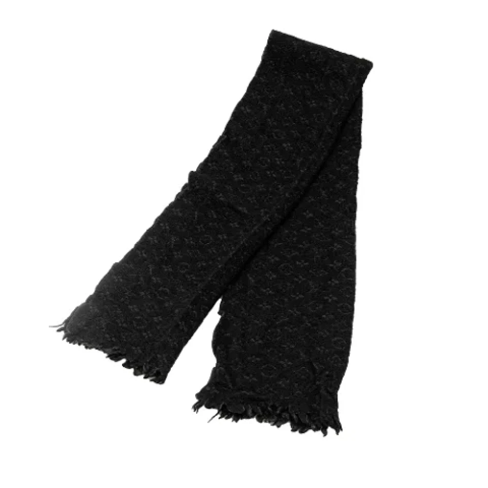 Louis Vuitton Vintage Pre-owned Wool scarves Black Dames