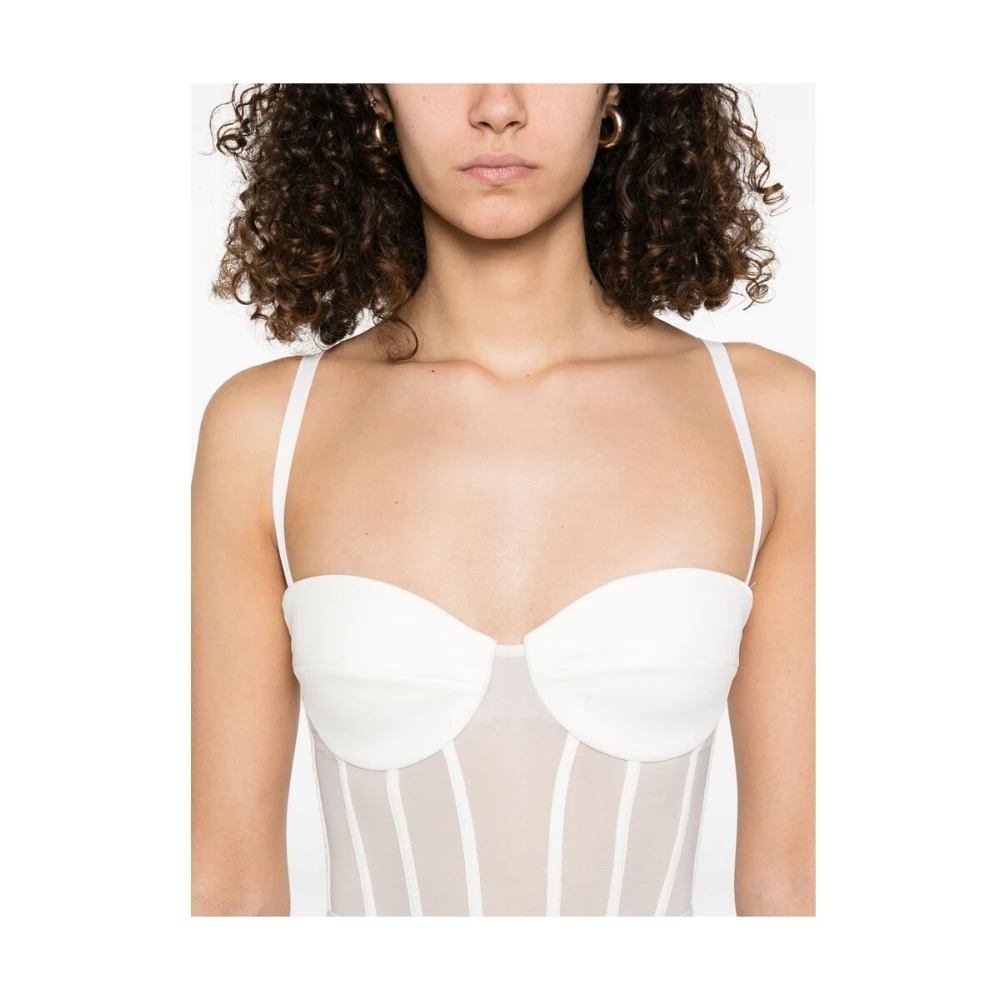 Elisabetta Franchi Witte Bodysuit met Verstelbare Bandjes White Dames
