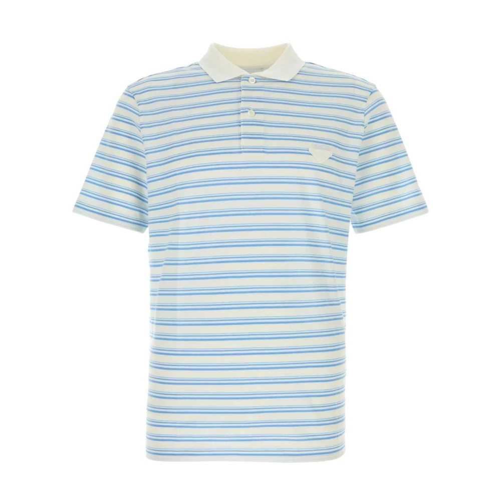 Prada Herren Blau Besticktes Piqué-Polohemd