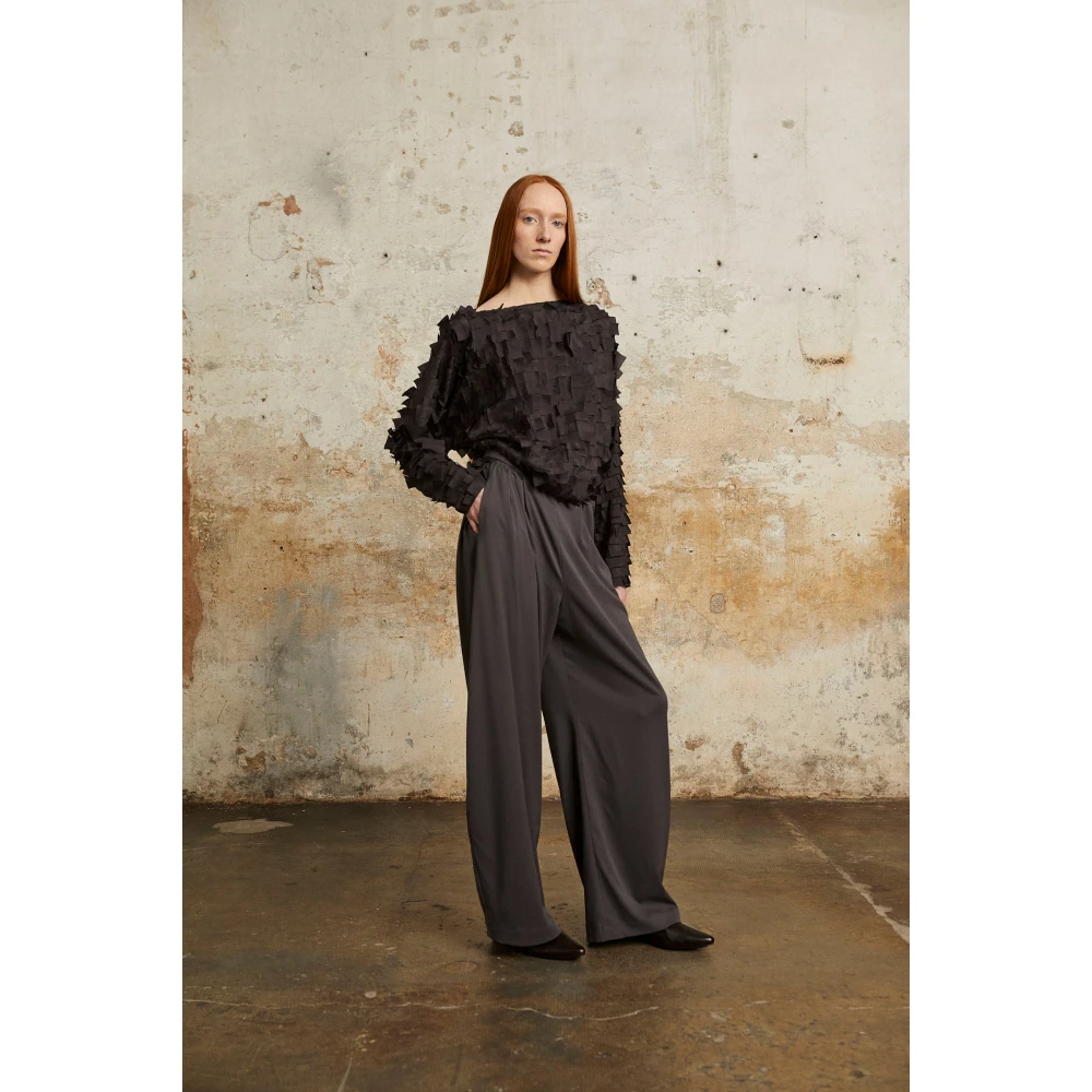 Cortana Kaz loodgrijze zijden broek Gray Dames