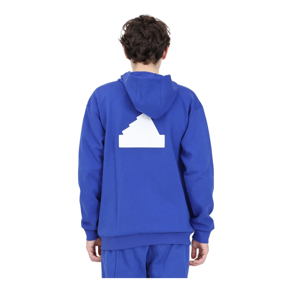 Adidas Blauwe Hoodie met Ritssluiting en Logo Patches Blue Heren