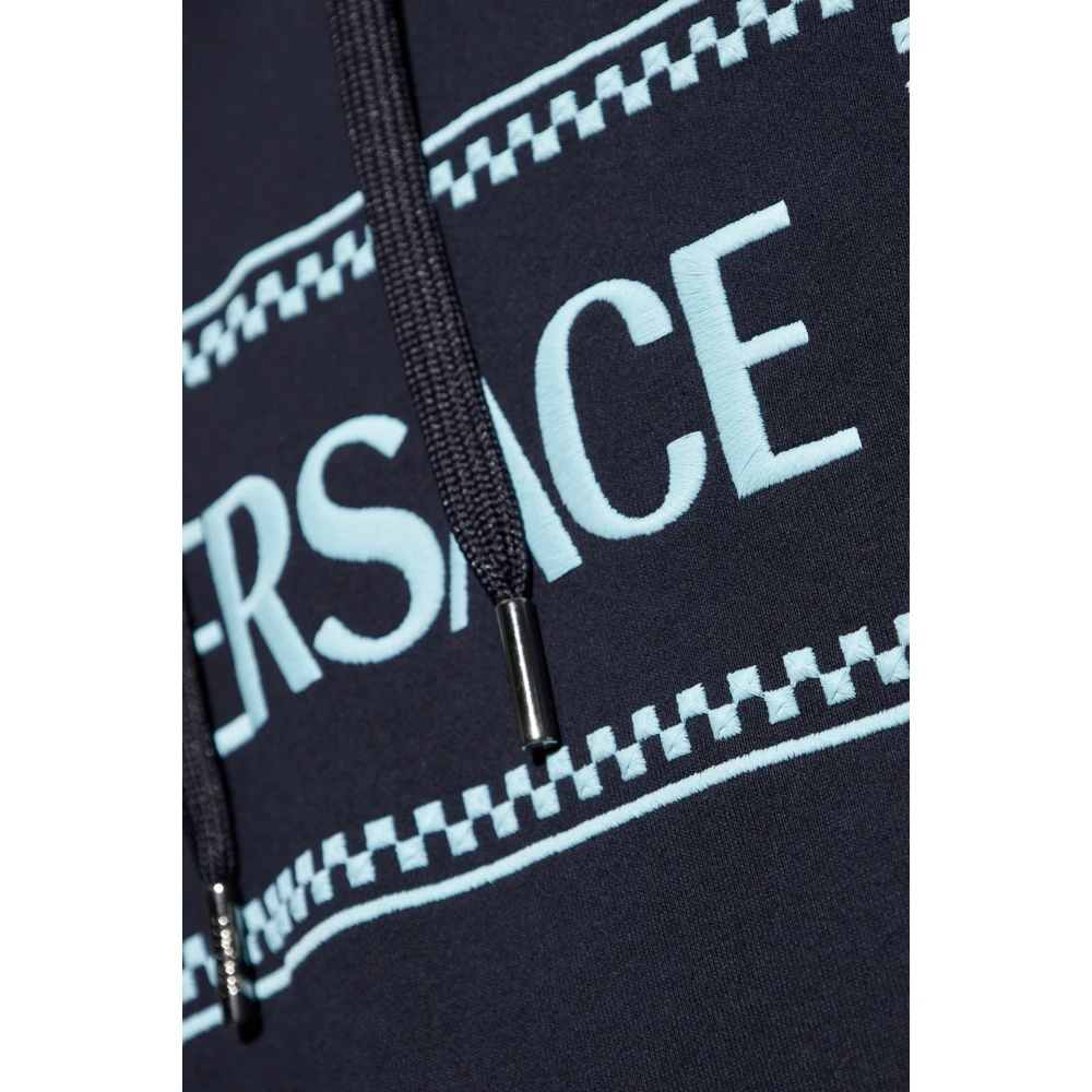 Versace Hoodie met logo Blue Heren
