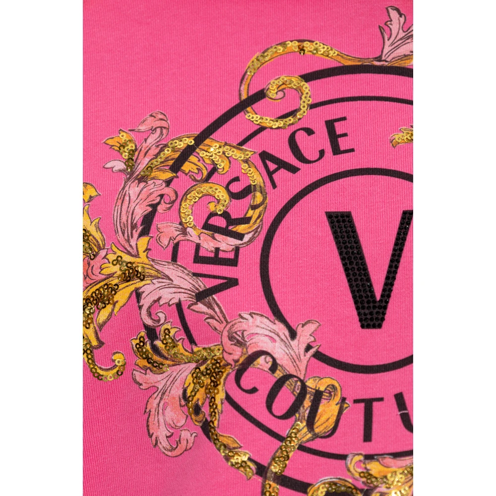 Versace Jeans Couture Sweatshirt met print en glinsterende pailletten Pink Dames