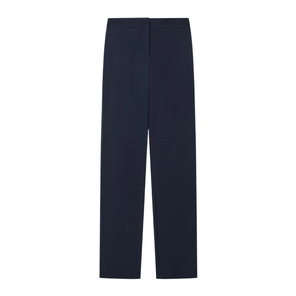 Emporio Armani Vrouw Blauw Broeken Dames, 2XS, Leer, Rechte Broek Van Gewassen Twill