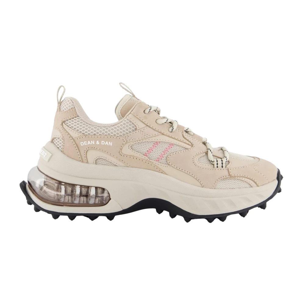 Dsquared2 Women's Beige Sneakers,, Lace-Up Low Top Trainers Size 5 Uk