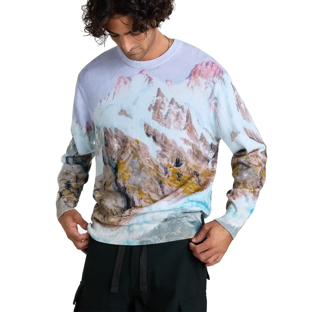 Vans, Stickade tröjor & koftor, Herr, S, Bomull, Tryckt Stickad Tröja Vit Berg