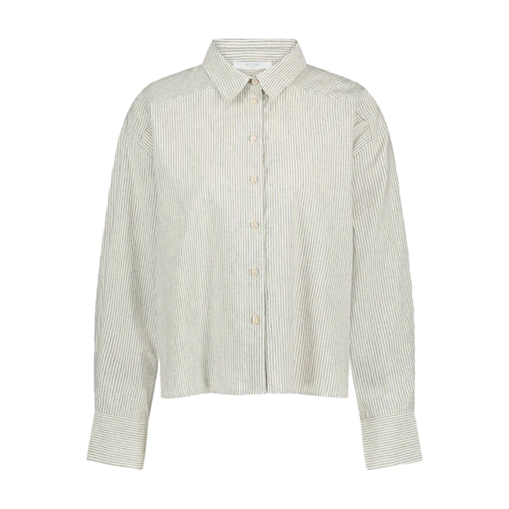 By-Bar Lurex Streep Lange Mouw Blouse Blue Dames