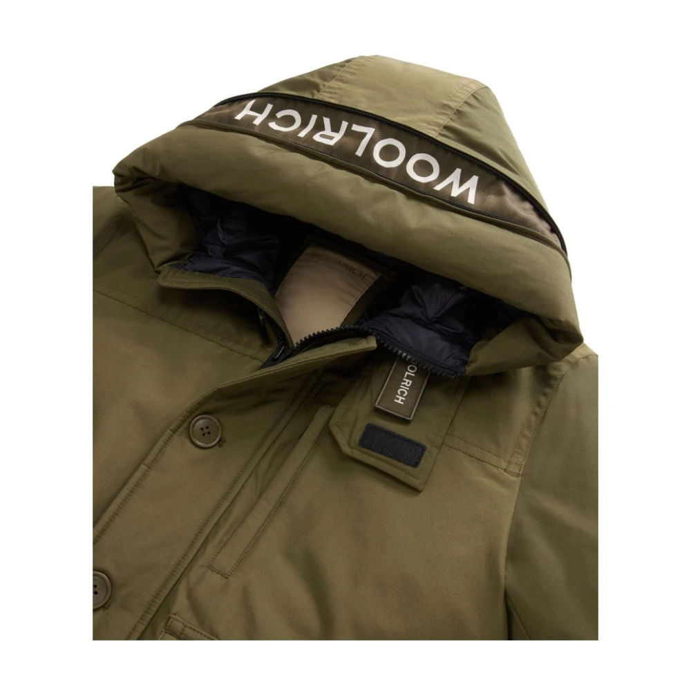 Woolrich Groene Gewatteerde Jas met Logopatch Green Heren