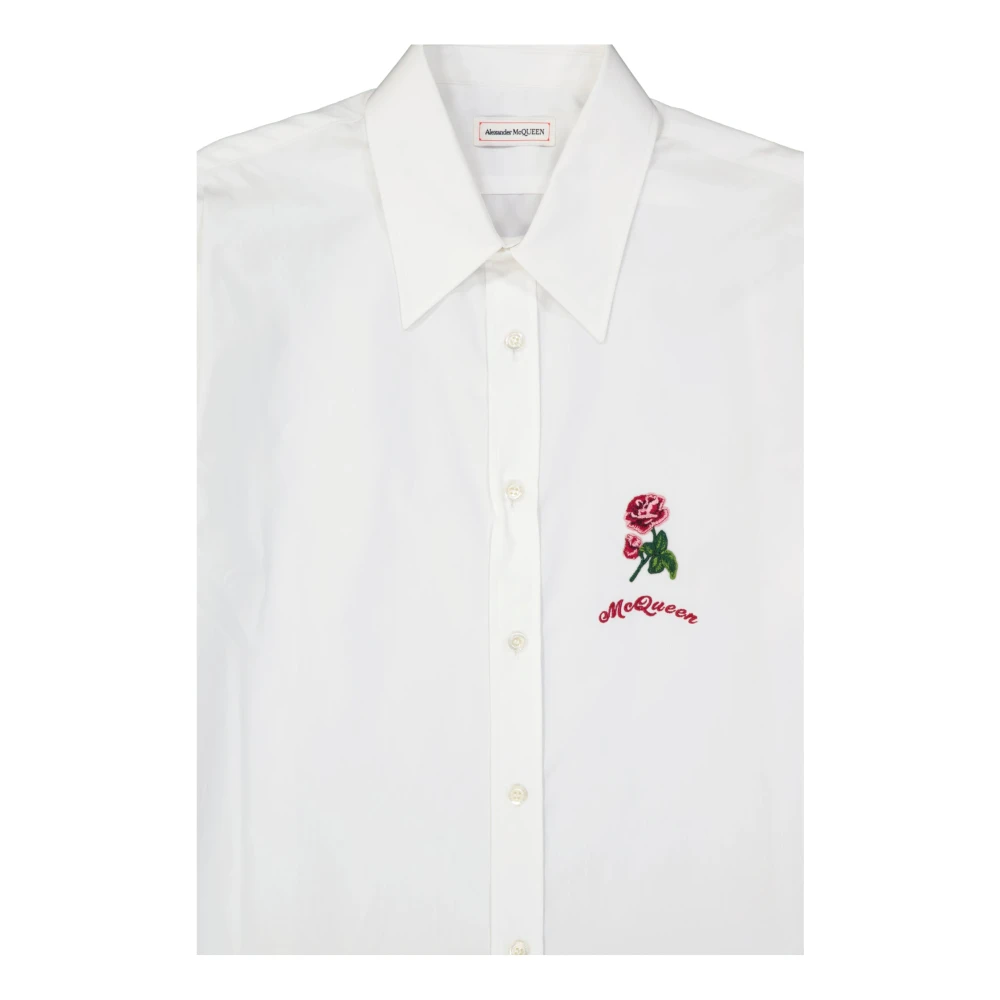 alexander mcqueen Witte Katoenen Overhemd met Bloemendetail White Heren