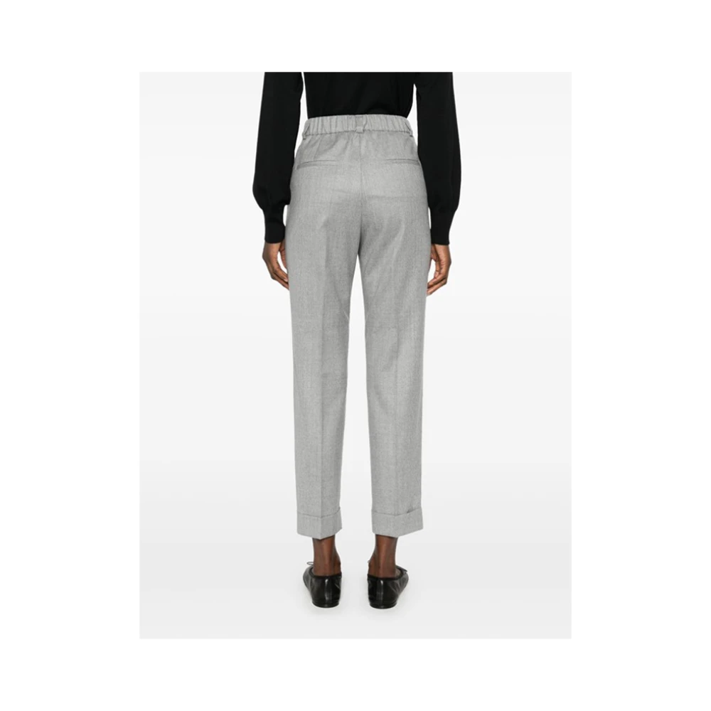 PESERICO Gemêleerde wollen broek met plooi Gray Dames