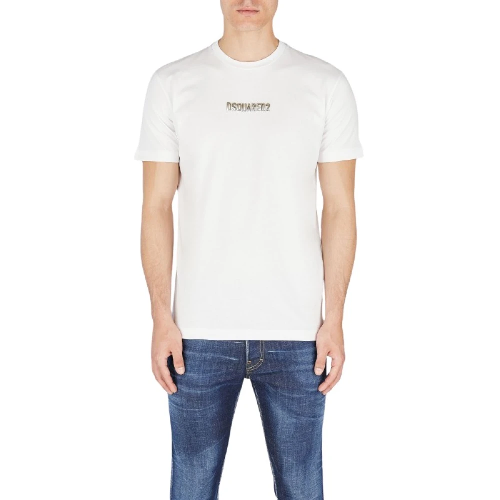 Dsquared2 Bedrukt Logo Katoenen T-Shirt White Heren