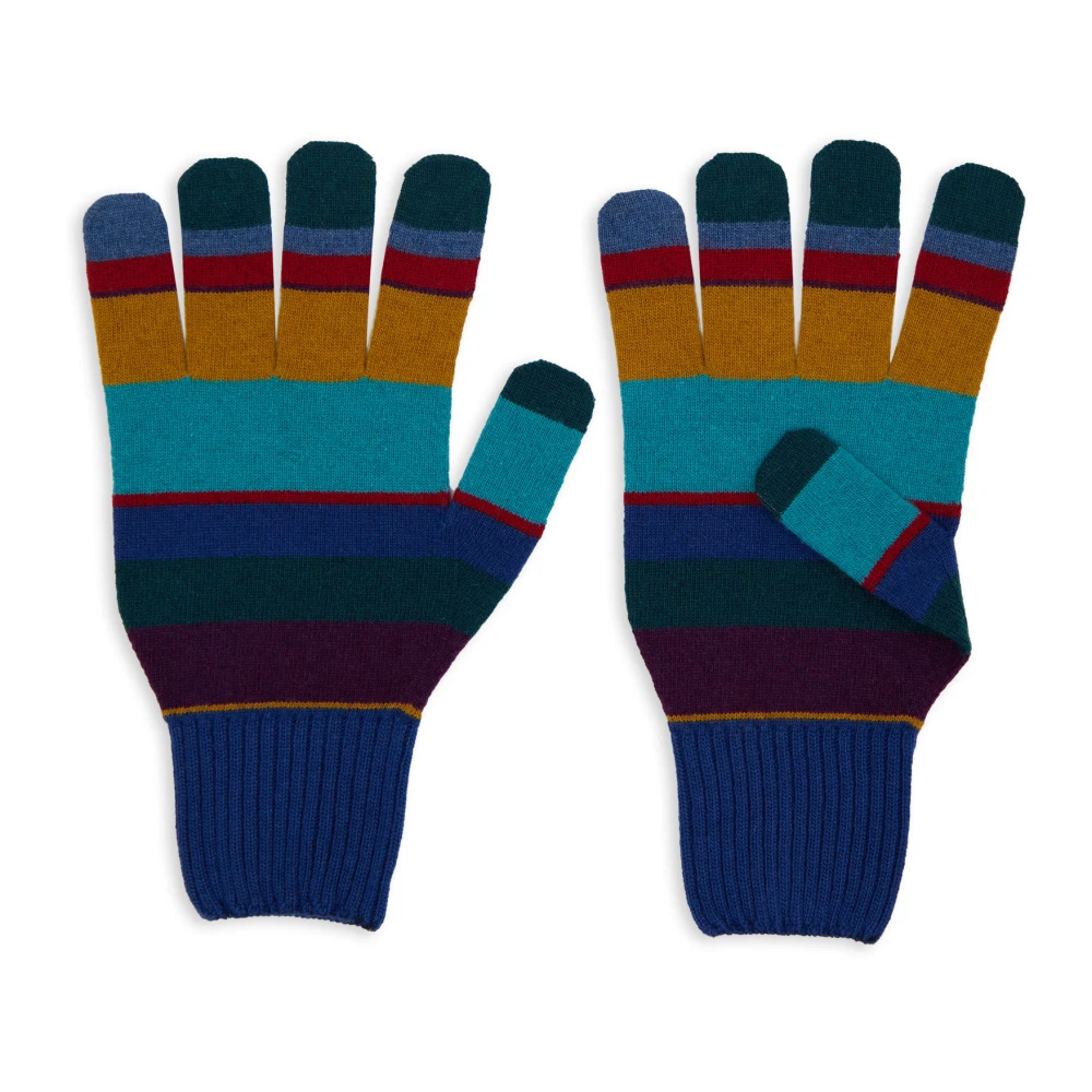 Gallo Gestreepte Blauwe Wollen Handschoenen Multicolor Heren