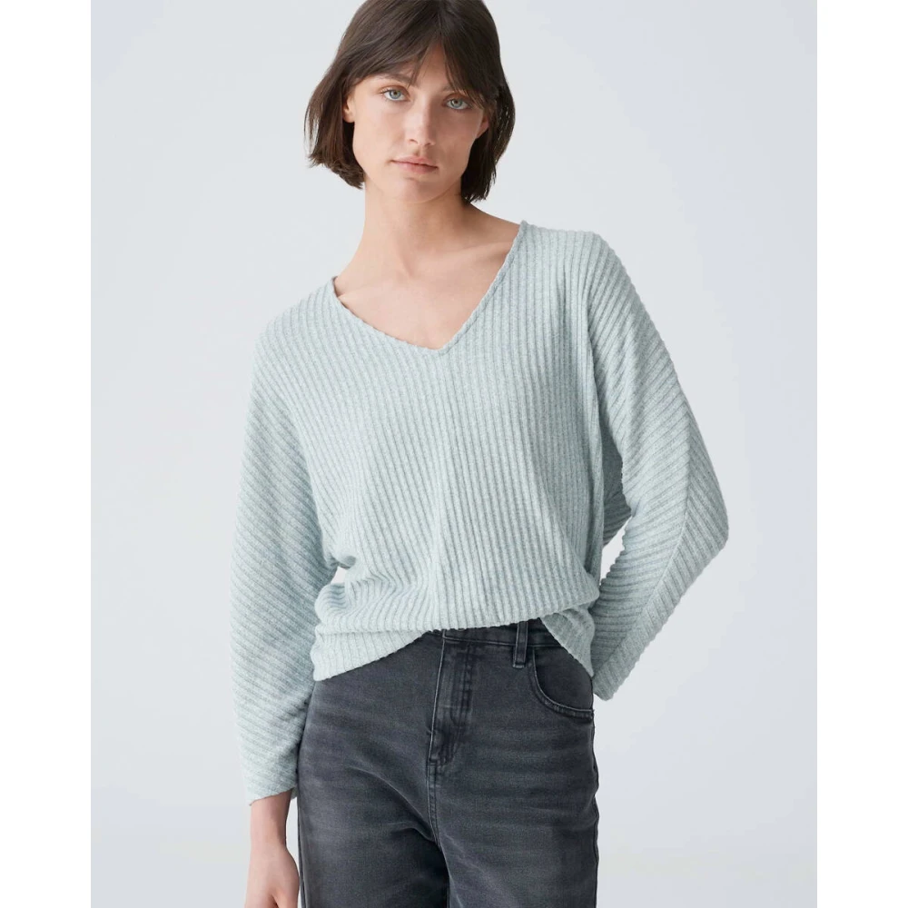 Opus Top met korte mouwen en stijl 10320412511100 Blue Dames