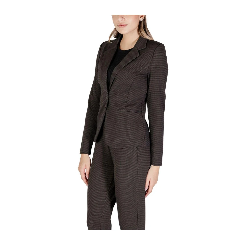 Ichi Bruine Blazer met Elastaanmix Brown Dames