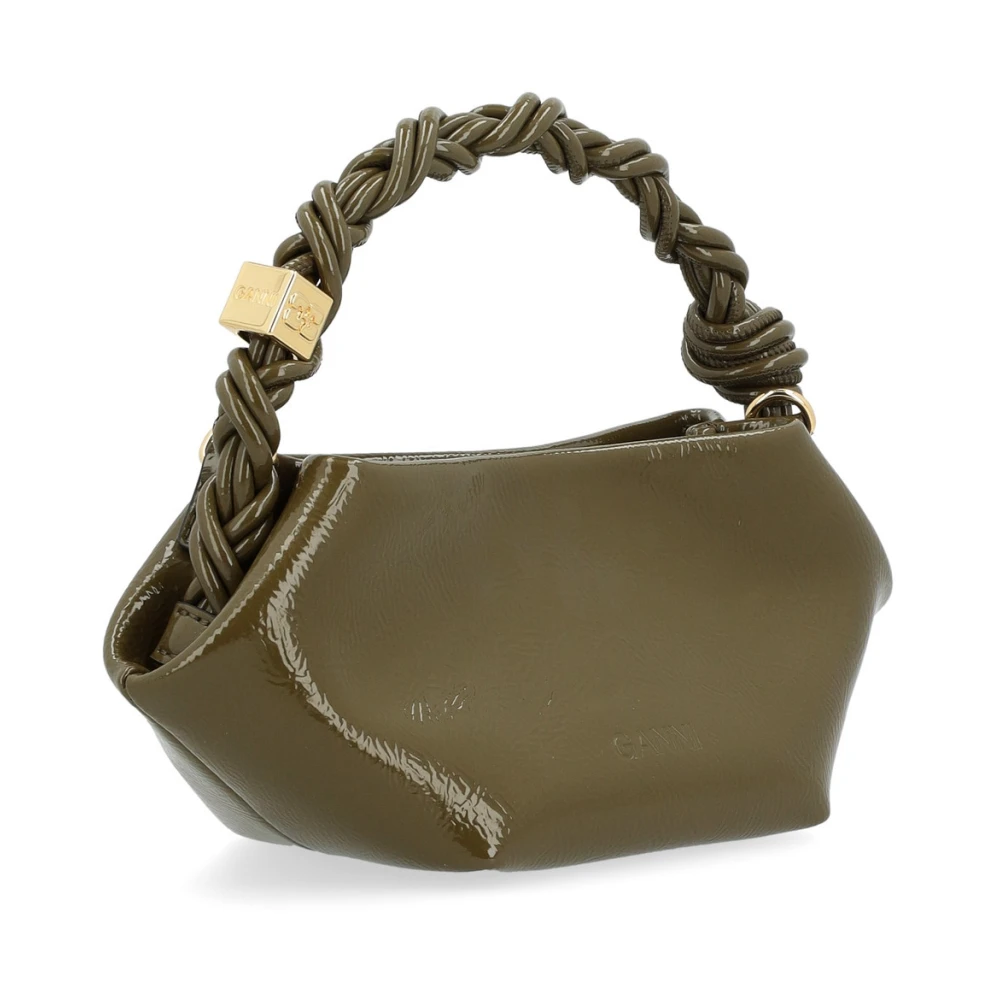 Ganni Mini Patent Bou Bag in Milolive Green Dames