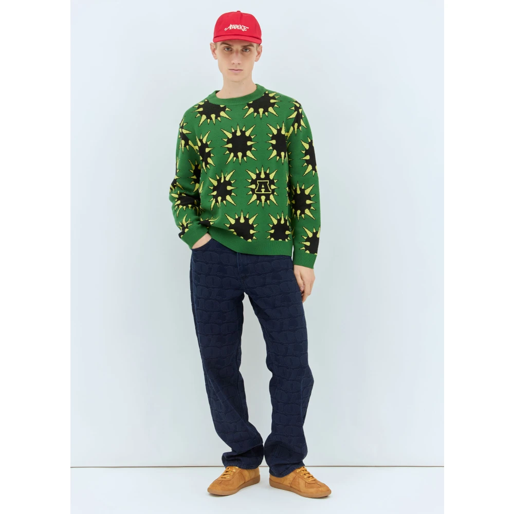 Awake NY Grafische Spike Sweater Green Heren