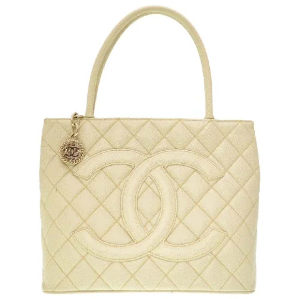 Chanel Vintage Pre-owned Leather totes Beige Dames