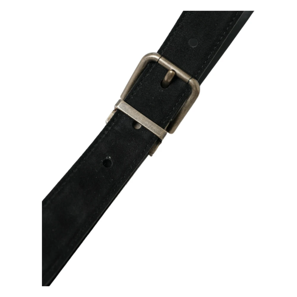 Dolce & Gabbana Elegante zwarte leren riem met metalen gesp Black Heren