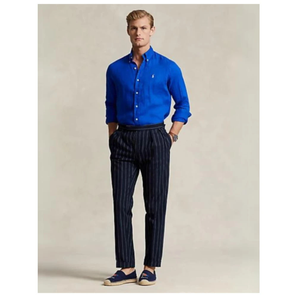 Polo Ralph Lauren Slim Linnen Overhemd Blue Heren