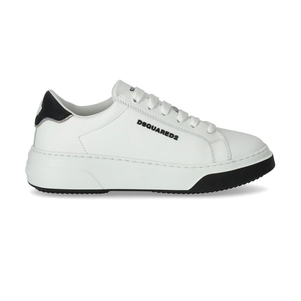 Dsquared2 Leren Bumper Sneaker met Logo Dames Schoenen Wit