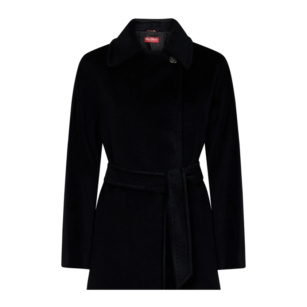 Max Mara Studio Zwarte bever wollen jas Black Dames