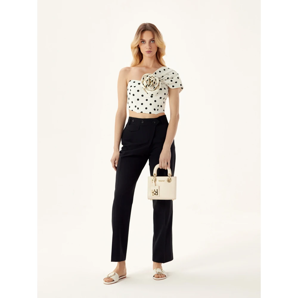 Kazar Kleine leren tas met handvatten Beige Dames