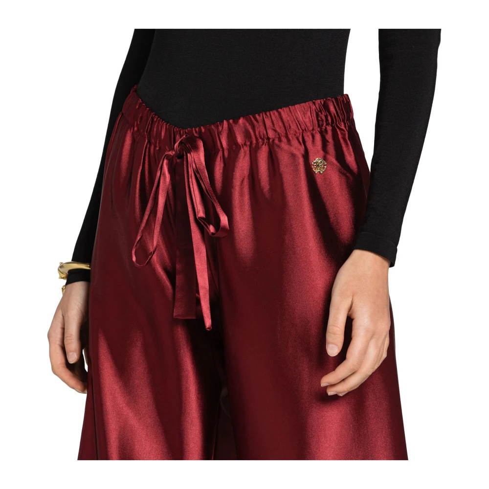 Roberto Cavalli Wijde Broek met Elastische Taille Red Dames
