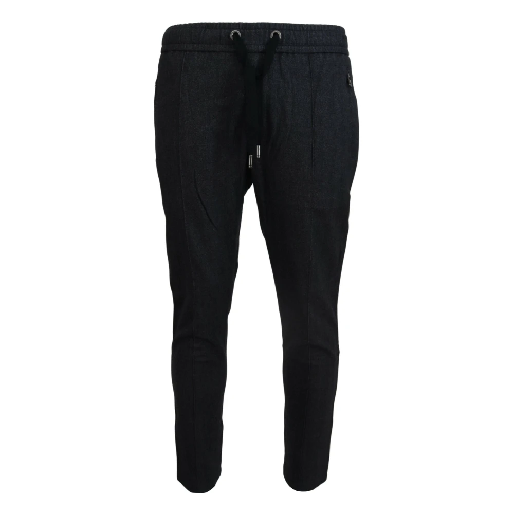 Dolce & Gabbana Men's Gray Slim-Fit Trousers, S, Jogging Trousers