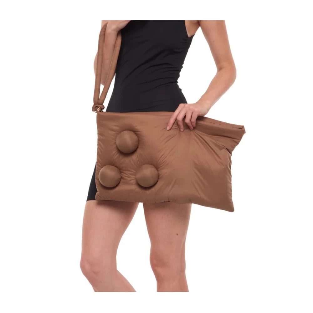 La Milanesa Bruine nylon handtas Floriana model Brown Dames