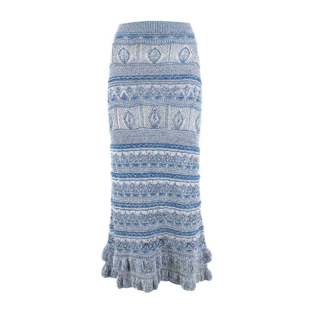 Etro Women's Blue Maxi Skirts, Xs, Jacquard Knit Skirt