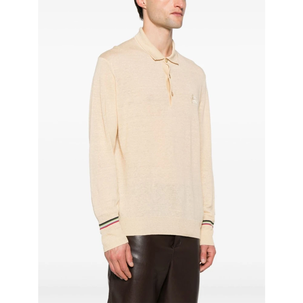 ETRO Beige T-shirts en Polos met Pegaso Symbool Beige Heren