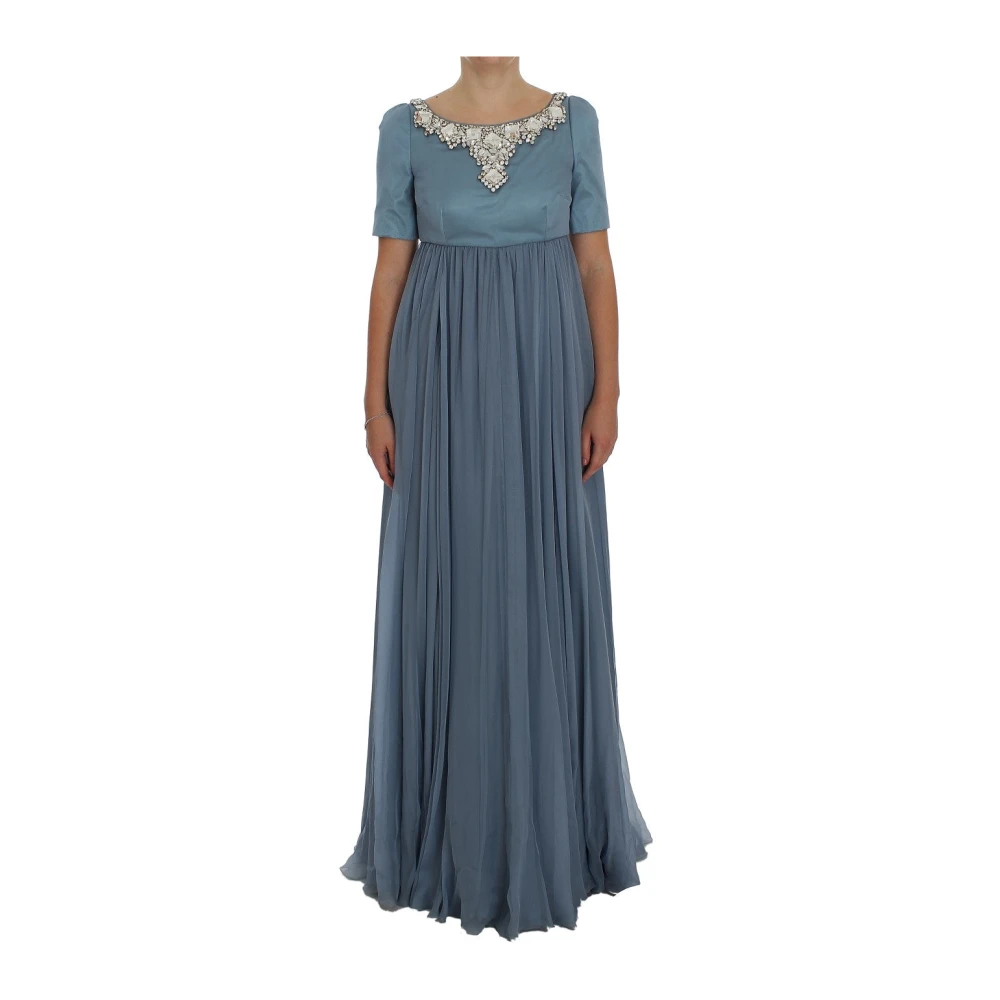 Dolce & Gabbana Women's Blue Silk Crystal Sheath Gown - Gowns - S - Dresses